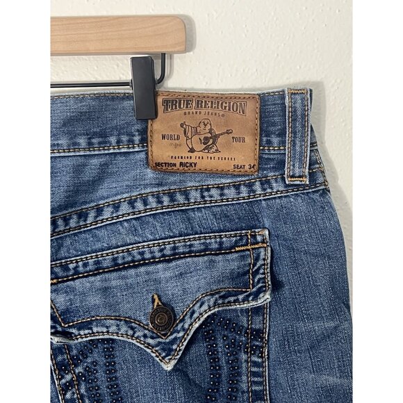 True Religion Men’s Ricky Cutoff Denim Shorts Size 40 - Picture 8 of 13